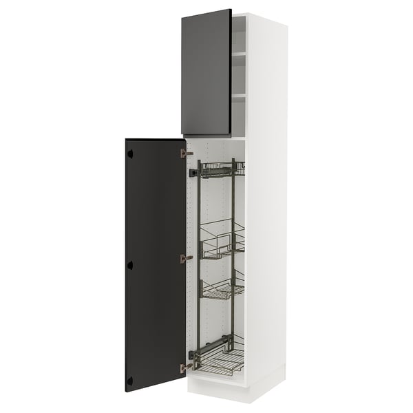 SEKTION High cabinet/pull-out int fittings, white/Voxtorp dark gray, 18x24x90 "