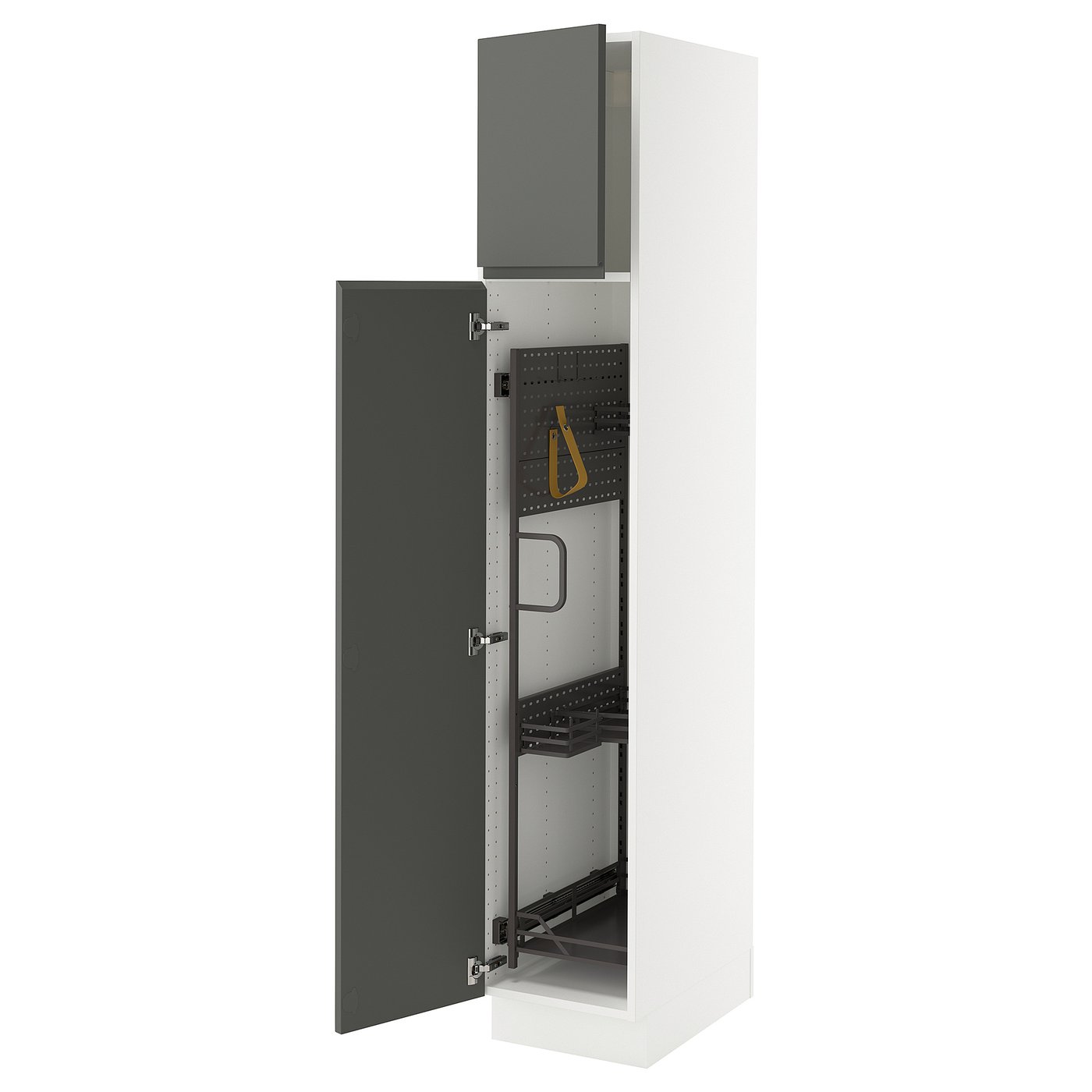 SEKTION high cabinet/pull-out int fittings, white/Voxtorp dark