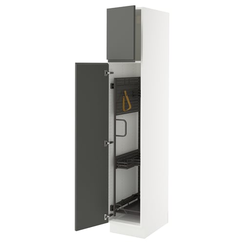 SEKTION kitchen cabinet in dark grey with adjustable shelves and modern design.