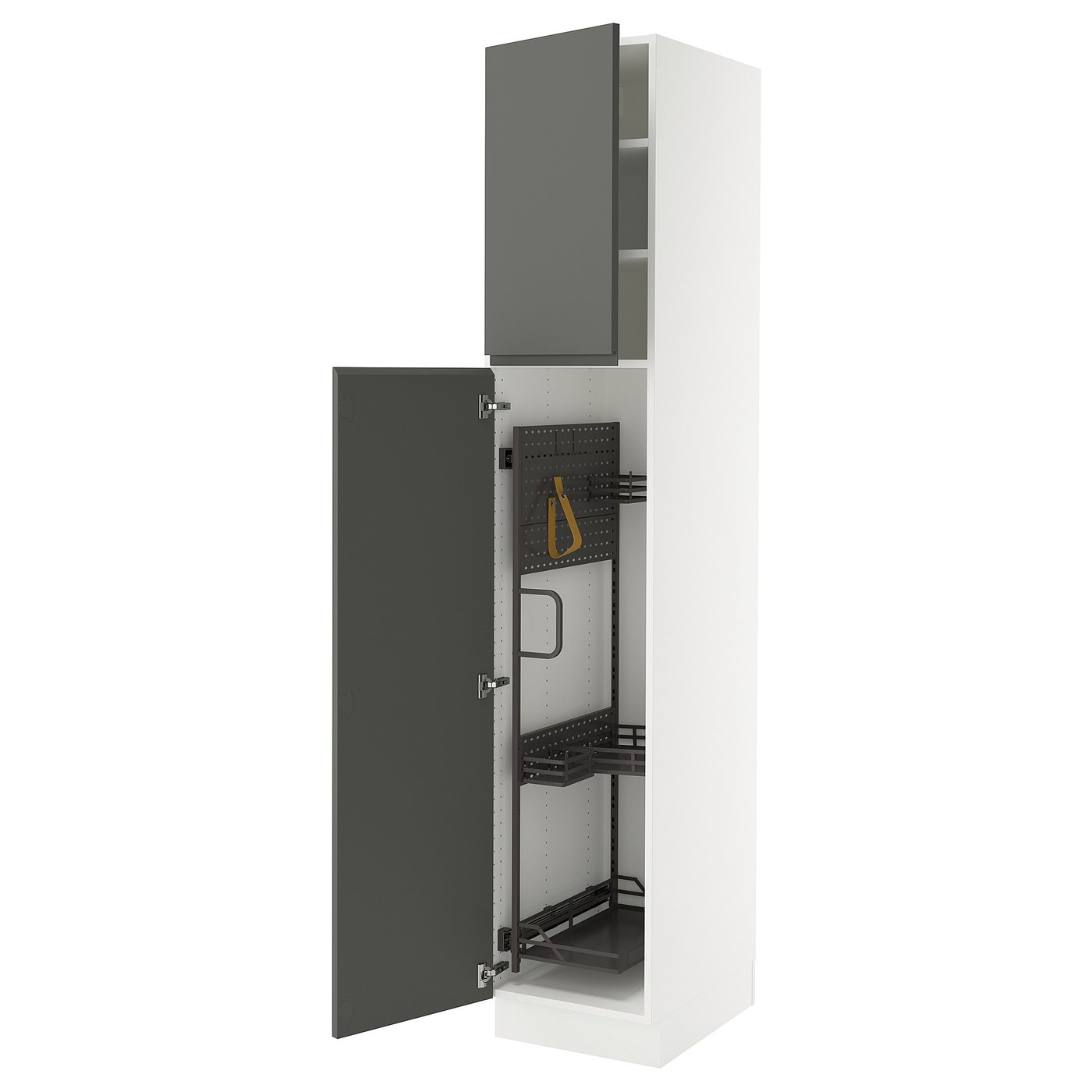 SEKTION high cabinet/pull-out int fittings, white/Voxtorp dark