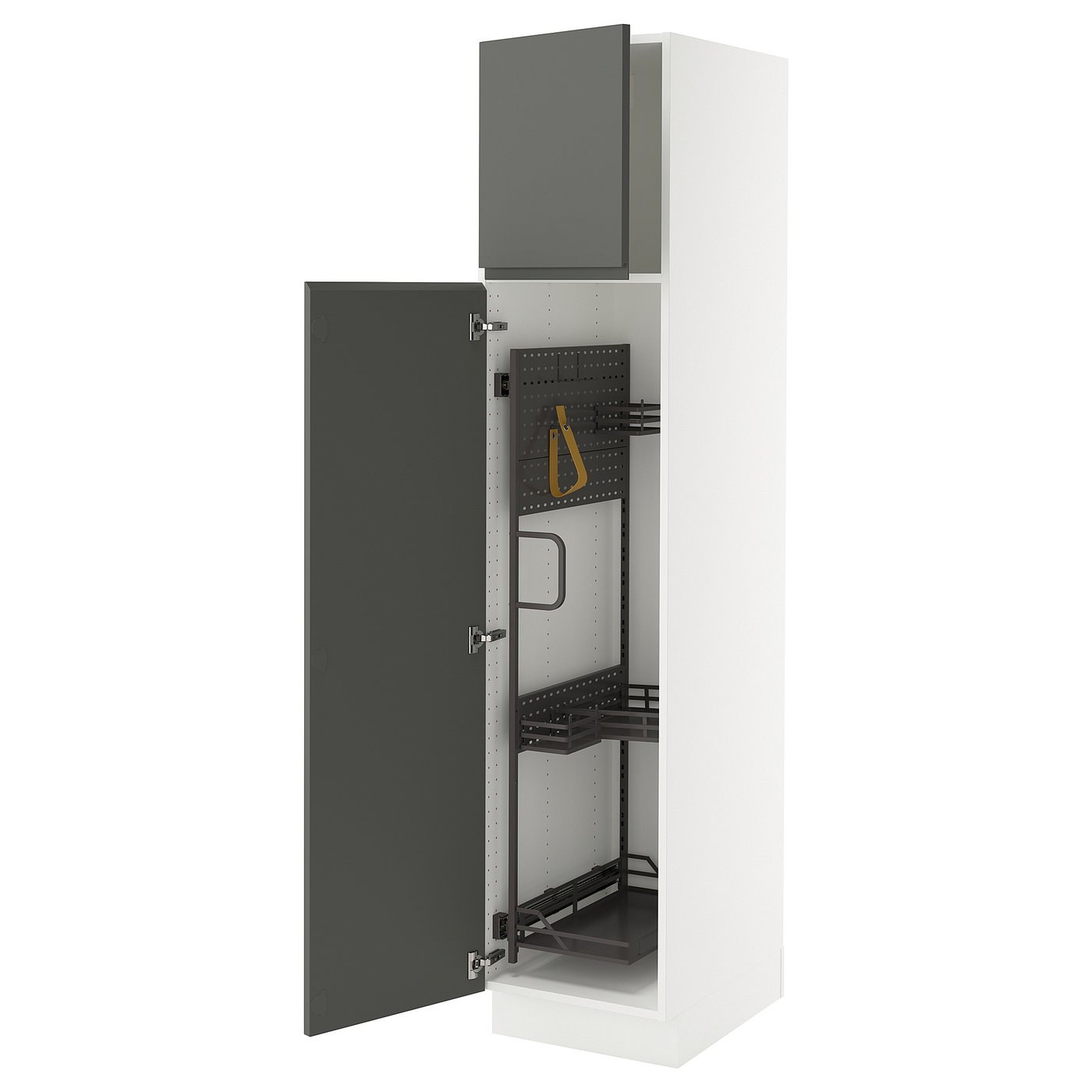 SEKTION high cabinet/pull-out int fittings, white/Voxtorp dark