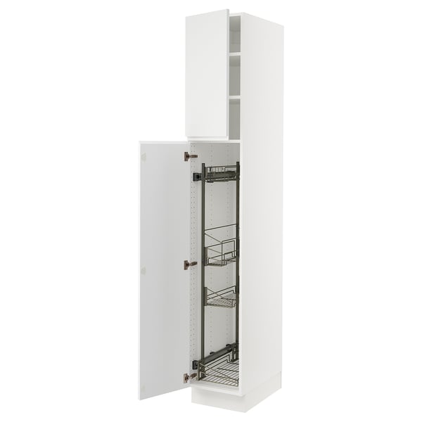SEKTION High cabinet/pull-out int fittings, white/Voxtorp matte white, 15x24x90 "