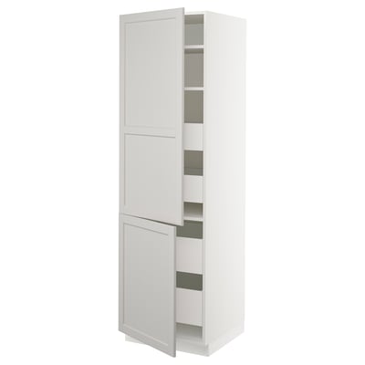 SEKTION High cabinet w/2 doors & 4 drawers, white Maximera/Lerhyttan light gray, 24x24x80 "
