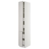SEKTION High cabinet w/2 doors & 4 drawers, white Maximera/Lerhyttan light gray, 15x24x90 "