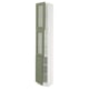 SEKTION High cabinet w 2 glass drs/1 door, white/Axstad gray-green, 15x15x90 "