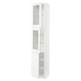 SEKTION High cabinet w 2 glass drs/1 door, white/Axstad matte white, 18x15x90 "