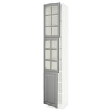 SEKTION High cabinet w 2 glass drs/1 door, white/Bodbyn gray, 18x15x90 "