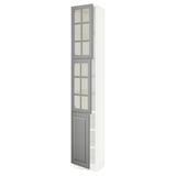 SEKTION High cabinet w 2 glass drs/1 door, white/Bodbyn gray, 15x15x90 "