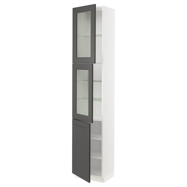 Sektion High Cabinet W 2 Glass Door 1 Door White Axstad Dark