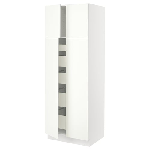 SEKTION white kitchen cabinet with hinges, modern design, sturdy particleboard frame, sleek white finish.