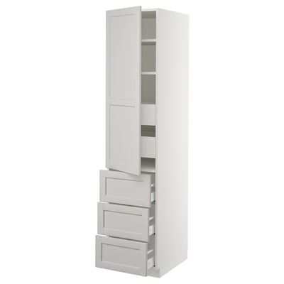 SEKTION High cabinet w/door & 5 drawers, white Maximera/Lerhyttan light gray, 18x24x80 "