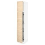 SEKTION High cabinet w door/wire baskets, white/Askersund light ash effect, 15x24x80 "