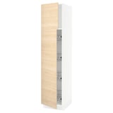 SEKTION High cabinet w door/wire baskets, white/Askersund light ash effect, 18x24x80 "