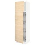SEKTION High cabinet w door/wire baskets, white/Askersund light ash effect, 24x24x80 "