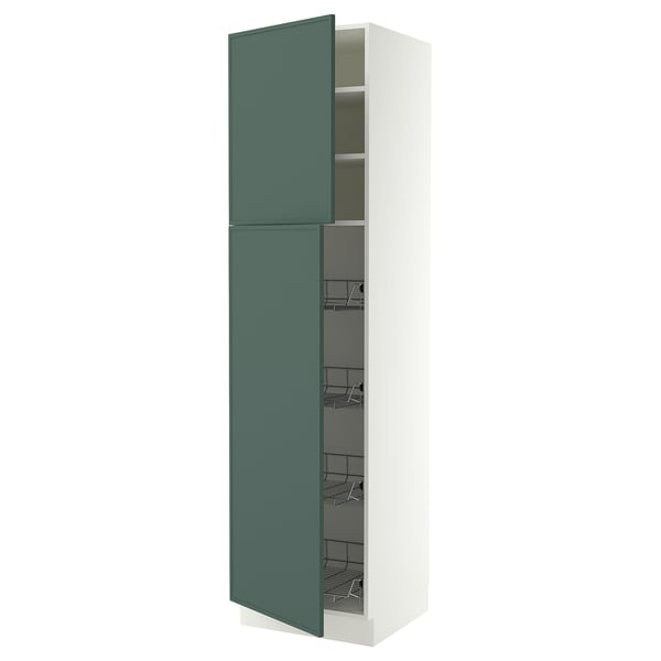 SEKTION High cabinet w door/wire baskets, white/Aspudden dark gray-green, 24x24x90 "