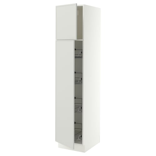 SEKTION High cabinet w door/wire baskets, white/Aspudden light gray, 18x24x80 "