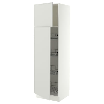 SEKTION High cabinet w door/wire baskets, white/Aspudden light gray, 24x24x80 "