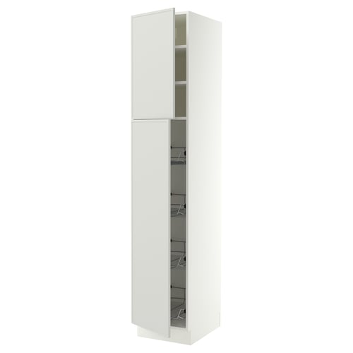 SEKTION High cabinet w door/wire baskets, white/Aspudden light gray, 18x24x90 "
