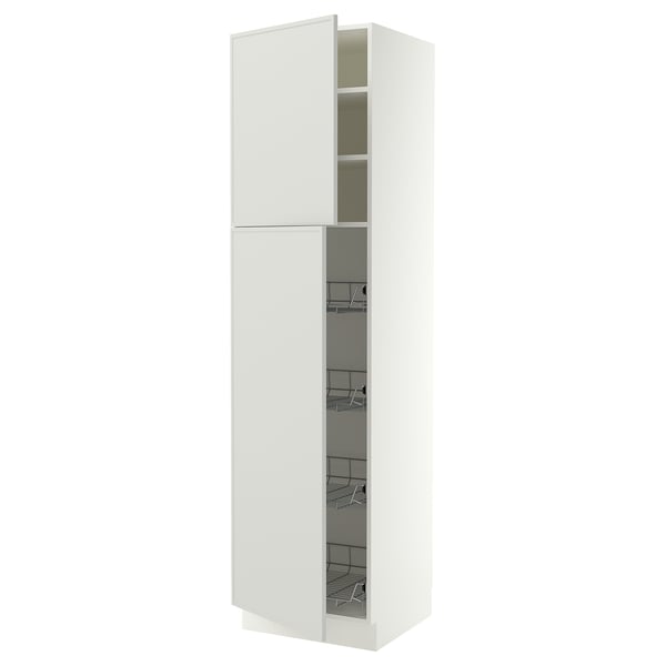 SEKTION High cabinet w door/wire baskets, white/Aspudden light gray, 24x24x90 "