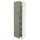 SEKTION High cabinet w door/wire baskets, white/Axstad gray-green, 24x24x90 "