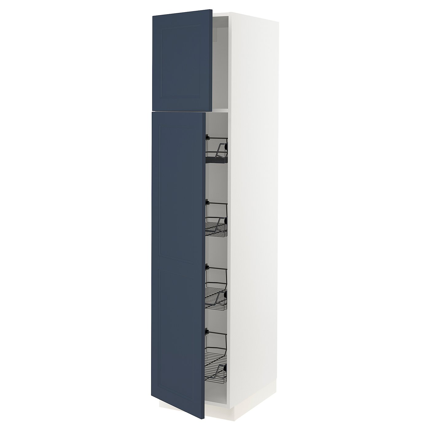 SEKTION high cabinet w door/wire baskets, white Axstad/matte blue