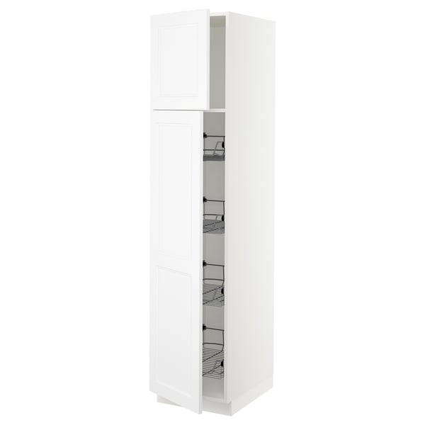 SEKTION High cabinet w door/wire baskets, white/Axstad matte white, 18x24x80 "