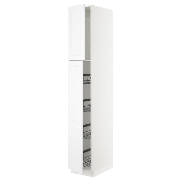 SEKTION High cabinet w door/wire baskets, white/Axstad matte white, 15x24x90 "
