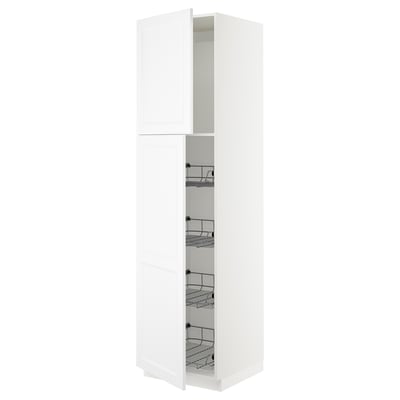 SEKTION High cabinet w door/wire baskets, white/Axstad matte white, 24x24x90 "