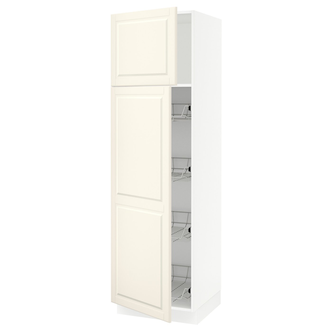 SEKTION high cabinet w door/wire baskets, white/Bodbyn off-white