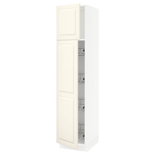 Open SEKTION kitchen cabinet with 3 wire shelves.