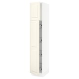 SEKTION High cabinet w door/wire baskets, white/Bodbyn off-white, 15x24x80 "