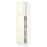 SEKTION High cabinet w door/wire baskets, white/Bodbyn off-white, 24x24x90 "