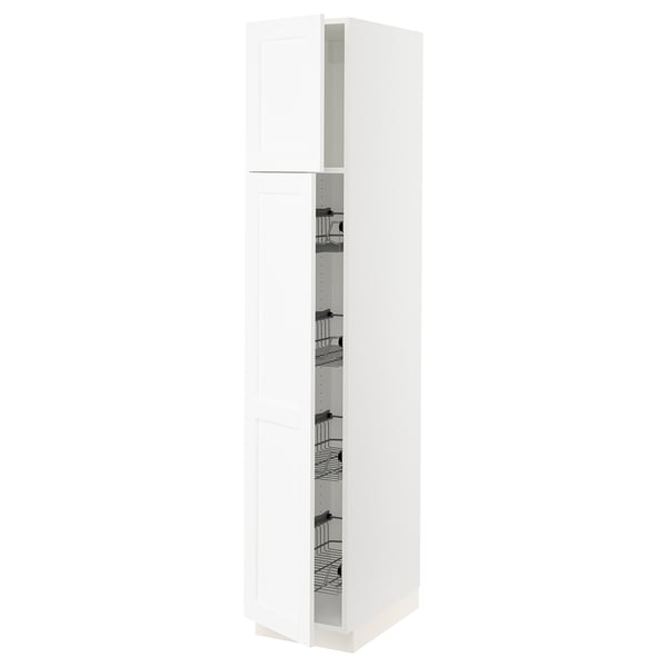 SEKTION High cabinet w door/wire baskets, white Enköping/white wood effect, 15x24x80 "