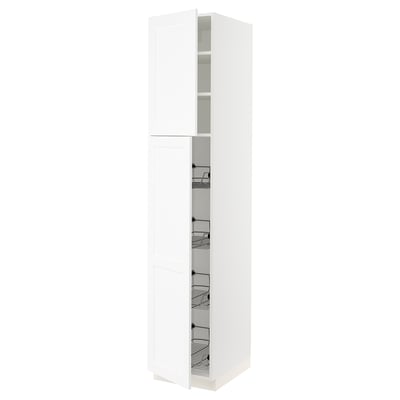 SEKTION High cabinet w door/wire baskets, white Enköping/white wood effect, 18x24x90 "