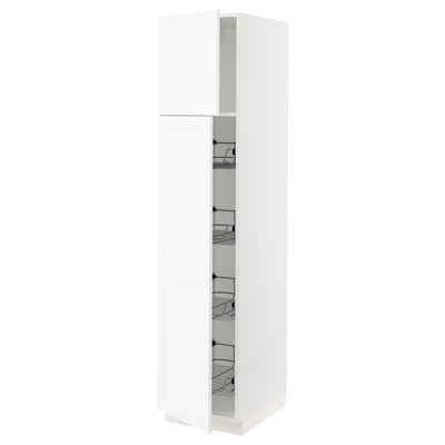 SEKTION High cabinet w door/wire baskets, white Enköping/white wood effect, 18x24x80 "