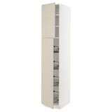 SEKTION High cabinet w door/wire baskets, white/Havstorp beige, 18x24x90 "