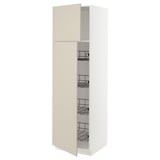 SEKTION High cabinet w door/wire baskets, white/Havstorp beige, 24x24x80 "