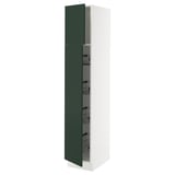 SEKTION High cabinet w door/wire baskets, white/Havstorp deep green, 15x24x80 "