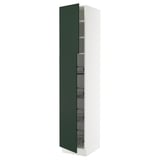 SEKTION High cabinet w door/wire baskets, white/Havstorp deep green, 18x24x90 "