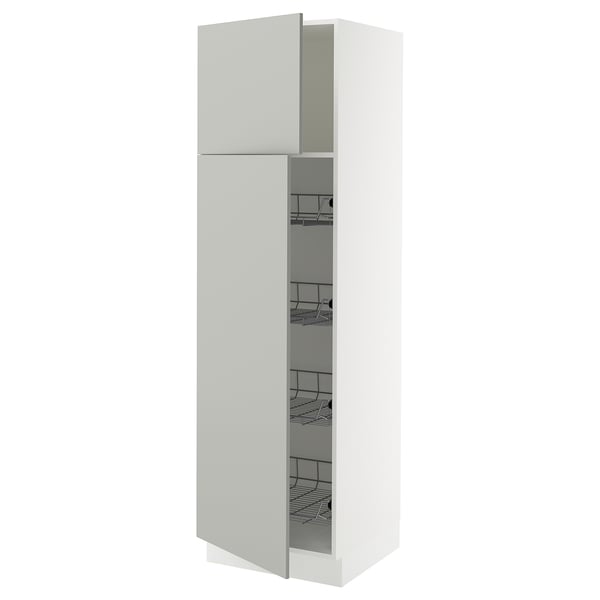 SEKTION High cabinet w door/wire baskets, white/Havstorp light gray, 24x24x80 "