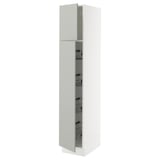SEKTION High cabinet w door/wire baskets, white/Havstorp light gray, 15x24x80 "