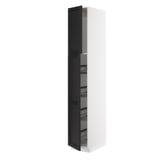SEKTION High cabinet w door/wire baskets, white/Lerhyttan black stained, 15x24x90 "