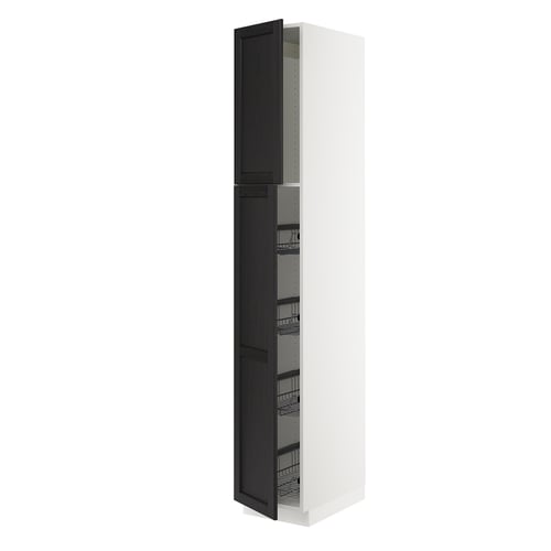 Ikea SEKTION tall storage cabinet in black wood grain.
