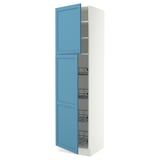 SEKTION High cabinet w door/wire baskets, white/Lerhyttan blue, 24x24x90 "