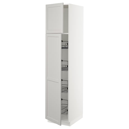 An ikea SEKTION kitchen cabinet in white with pull-out wire baskets, offering a modern, versatile design with a traditional look.