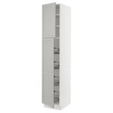 SEKTION High cabinet w door/wire baskets, white/Lerhyttan light gray, 18x24x90 "