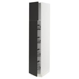 SEKTION High cabinet w door/wire baskets, white/Nickebo matte anthracite, 15x24x80 "