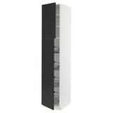 SEKTION High cabinet w door/wire baskets, white/Nickebo matte anthracite, 18x24x90 "