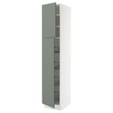SEKTION High cabinet w door/wire baskets, white/Nickebo matte grey-green, 18x24x90 "