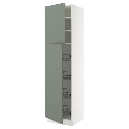 Ikea SEKTION kabinet - greenish, vertical, wire baskets.